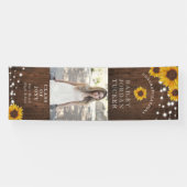 Rustic Sunflower String Lights Afstuderen Spandoek (Horizontaal)