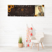 Rustic Sunflower String Lights Afstuderen Spandoek (Insitu)