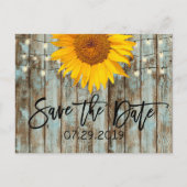 Rustic Sunflower String Lights Barn Save the Date Aankondigingskaart (Voorkant)