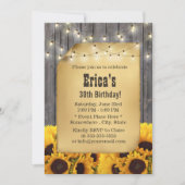 Rustic Sunflower String Lights Barn Wood Birthday Kaart (Voorkant)
