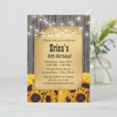 Rustic Sunflower String Lights Barn Wood Birthday Kaart (Staand voorkant)