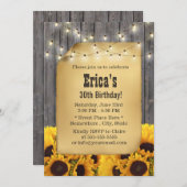 Rustic Sunflower String Lights Barn Wood Birthday Kaart (Voorkant / Achterkant)