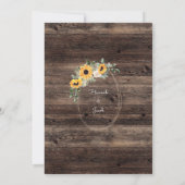 Rustic Sunflower String Lights Barn Wood Wedding Save The Date (Achterkant)