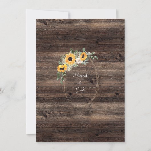 Rustic Sunflower String Lights Barn Wood Wedding Save The Date (Achterkant)