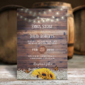 Rustic Sunflower & String Lights Country Wedding Kaart