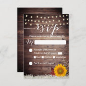 Rustic Sunflower String Lights Fall Wedding RSVP (Voorkant / Achterkant)