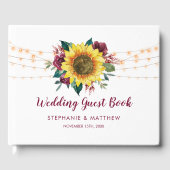 Rustic Sunflower String Lights Floral Wedding Gastenboek (Voorkant)
