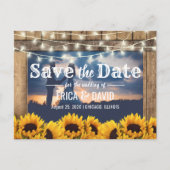 Rustic Sunflower String Lights Foto Save the Date Aankondigingskaart (Voorkant)