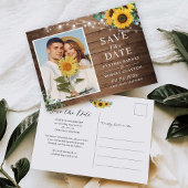 Rustic Sunflower String Lights Foto Save the Date Briefkaart