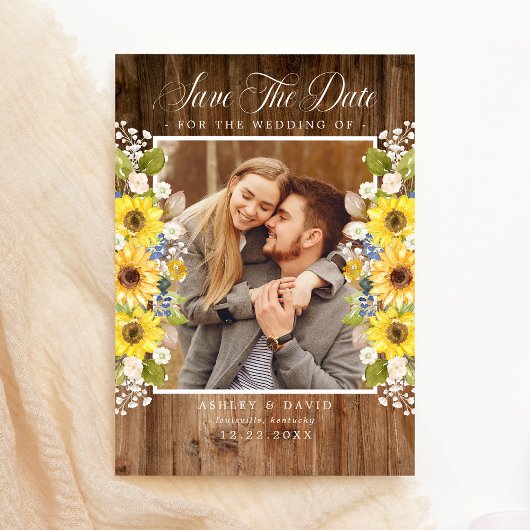 Rustic Sunflower String Lights Foto slaat de datum Save The Date
