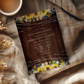 Rustic Sunflower String Lights Friendsgiving Party Kaart