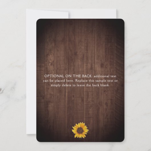 Rustic Sunflower String Lights Graduation Party Kaart (Achterkant)