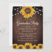 Rustic Sunflower String Lights Graduation Party Kaart (Voorkant)