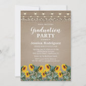 Rustic Sunflower String Lights Graduation Party Kaart (Voorkant)