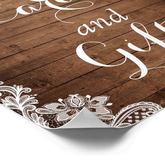 Rustic Sunflower String Lights Kaart en Gifts Sign Poster (Hoek)