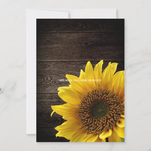 Rustic Sunflower String Lights Lace Barn Wedding Kaart (Achterkant)