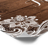 Rustic Sunflower String Lights Lace Wedding Sign Poster (Hoek)