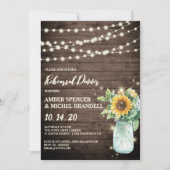 Rustic Sunflower String Lights Rehearsal Dinner Kaart (Voorkant)