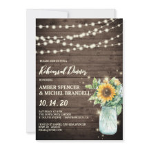 Rustic Sunflower String Lights Rehearsal Dinner