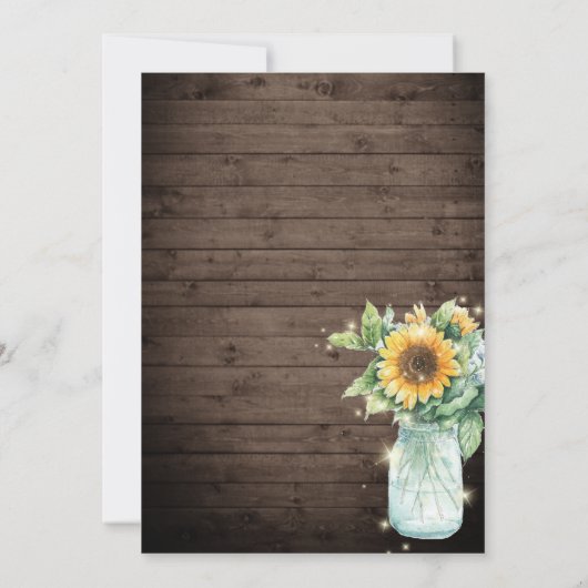 Rustic Sunflower String Lights Rehearsal Dinner Kaart (Achterkant)