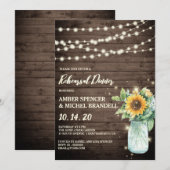 Rustic Sunflower String Lights Rehearsal Dinner Kaart (Voorkant / Achterkant)