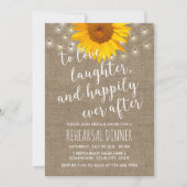 Rustic Sunflower String Lights Rehearsal Dinner Kaart (Voorkant)