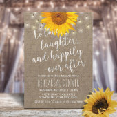 Rustic Sunflower String Lights Rehearsal Dinner Kaart