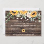 Rustic Sunflower String Lights Rehearsal Dinner Kaart (Voorkant)