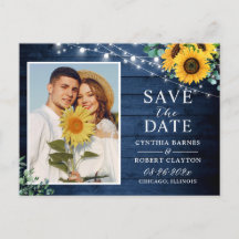 Rustic Sunflower String Lights Save the Date