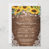 Rustic Sunflower String Lights Summer Fall Wedding Kaart (Voorkant)