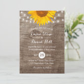 Rustic Sunflower String Lights Vintage Wedding Kaart (Staand voorkant)