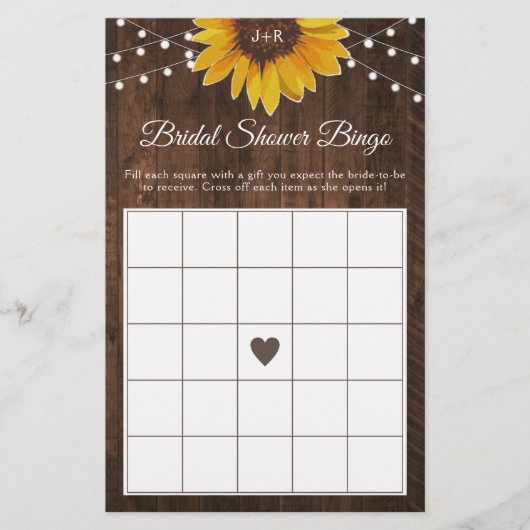 Rustic Sunflower String Lights Vrijgezellenfeest B (Voorkant)