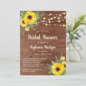 Rustic Sunflower String Lights Vrijgezellenfeest Kaart (Staand voorkant)