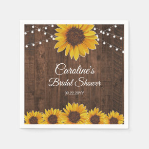 Rustic Sunflower String Lights Vrijgezellenfeest Servet