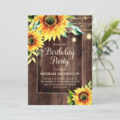 Rustic Sunflower String Lights Vrouwendag Kaart (Staand voorkant)