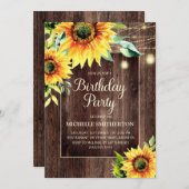 Rustic Sunflower String Lights Vrouwendag Kaart (Voorkant / Achterkant)