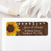 Rustic Sunflower String Lights Wedding Address Etiket (Insitu)