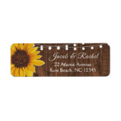 Rustic Sunflower String Lights Wedding Address Etiket (Voorkant)