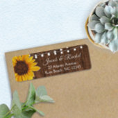 Rustic Sunflower String Lights Wedding Address Etiket