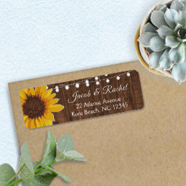 Rustic Sunflower String Lights Wedding Address Etiket