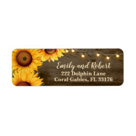 Rustic Sunflower String Lights Wedding Address Etiket