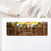 Rustic Sunflower String Lights Wedding Address Etiket (Insitu)