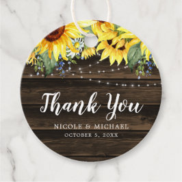 Rustic Sunflower String Lights Wedding Bedankt Bedankjes Labels