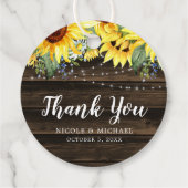 Rustic Sunflower String Lights Wedding Bedankt Bedankjes Labels (Achterkant)