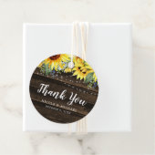 Rustic Sunflower String Lights Wedding Bedankt Bedankjes Labels (In situ)