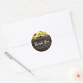 Rustic Sunflower String Lights Wedding Bedankt Ronde Sticker (Envelop)