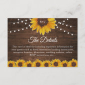 Rustic Sunflower String Lights Wedding Details Informatiekaartje (Voorkant)