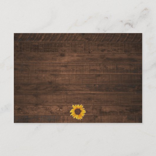 Rustic Sunflower String Lights Wedding Details Informatiekaartje (Achterkant)
