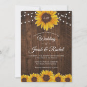 Rustic Sunflower String Lights Wedding Kaart (Voorkant)