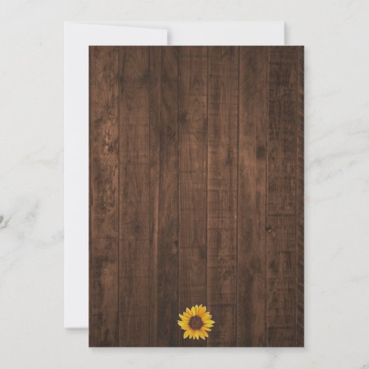 Rustic Sunflower String Lights Wedding Kaart (Achterkant)